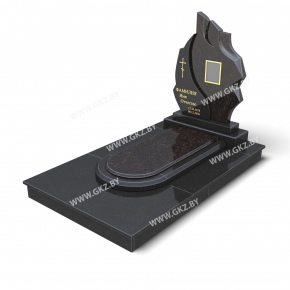 Фигурный памятник из черного и коричневого гранита с закрытой надгробной плитой, модель ОК-16